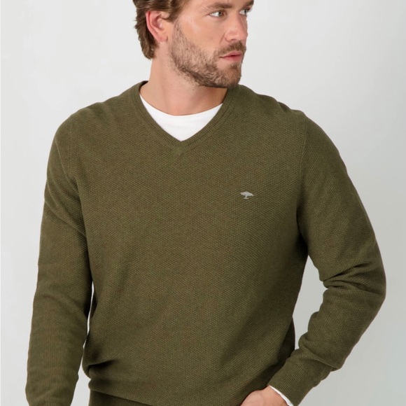 Fynch-Hatton Men’s Knitted Jumper With V-Neck Golf - Picture 4 of 16